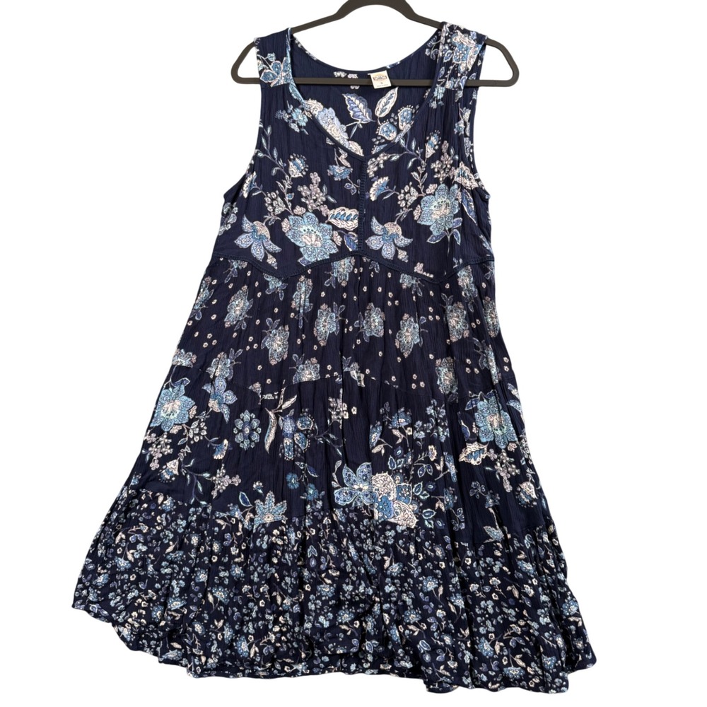 Bila Navy Floral Mini Dress S Boho Cottagecore‎ Tiered Summer Festival Fairycore